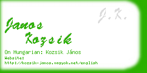 janos kozsik business card